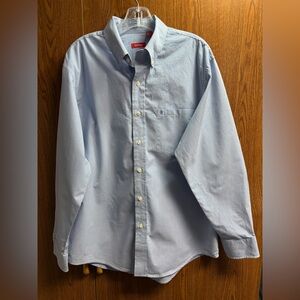 Izod Men's Light Blue Pinstripe Button Down Shirt size Medium
